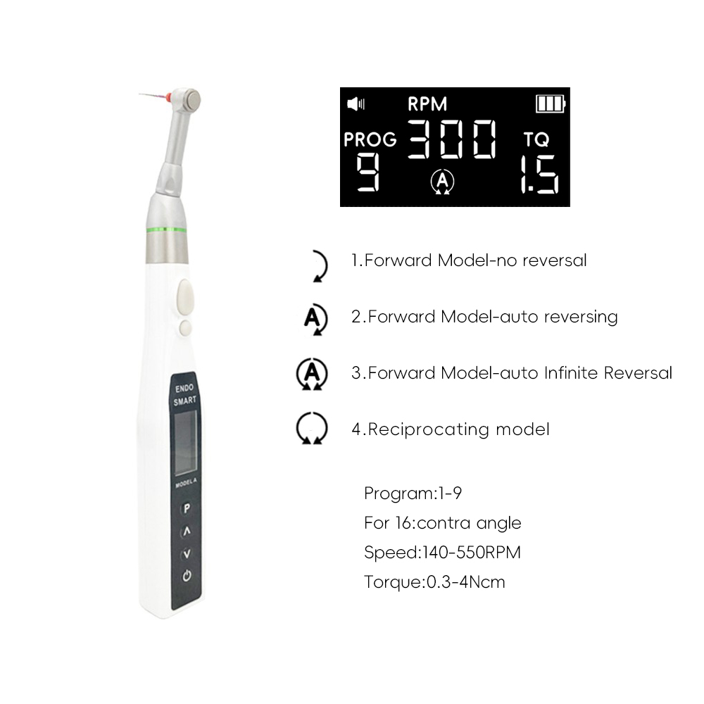 3 Color Wireless Dental EndoMotor with 16:1 Standard Contra Angle LED Light - Image 5